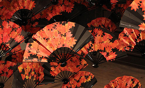 "Maple Leaves" Instalation of Folding fans